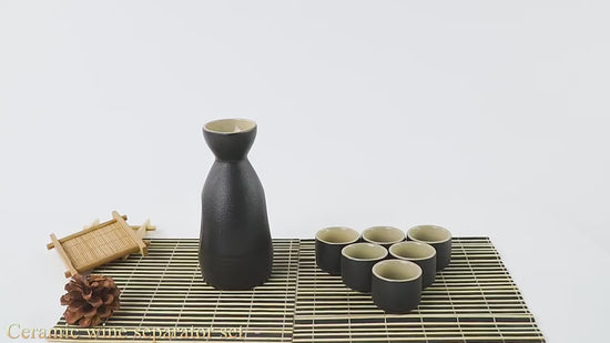 Sakura vintage sake set $28.04 Dana Fashion Color: Riangle White Dana's Kitchen Material: Ceramic Capacity: Wine glass capacity 30ml Sake kettle capacity 250ml Triangle wine pot capacity 150ml Style: Japanese style Size: wine coarse pottery pot 1 4 cups w