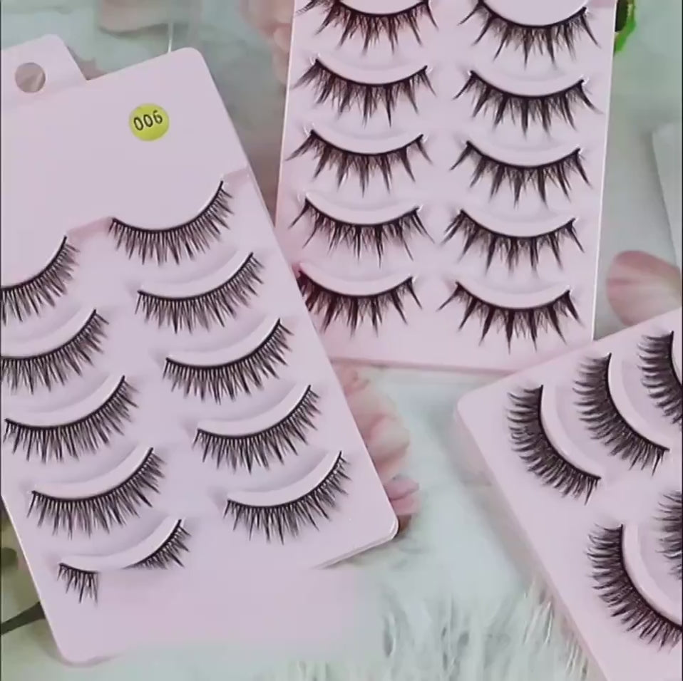 5 Pairs Manga Lashes New Arrival Anime Cosplay Natural Wispy Korean Makeup Artificial False Eyelashes $10.78 Dana Fashion quantity: 5pairs of007 makeup Overview: Popular cartoon barbie beauty~~ You don't even have to stick fairy hair on it! Too beautiful!