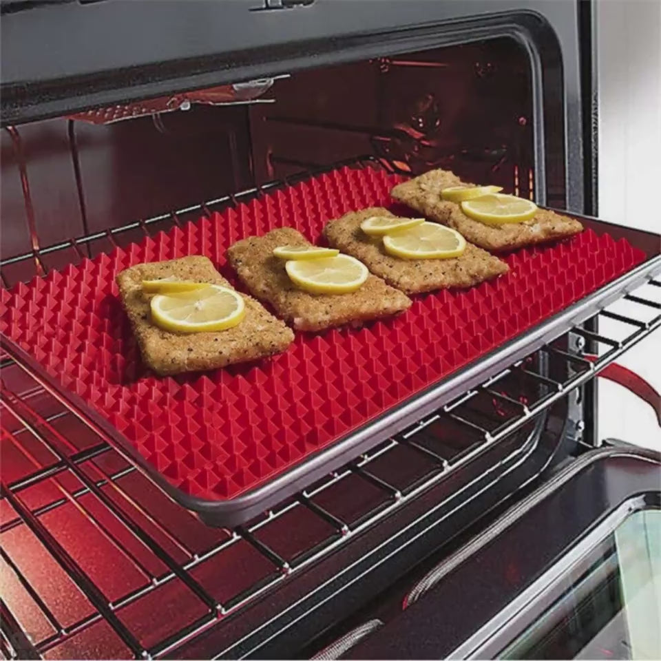 Non-Stick Silicone Pyramid Cooking Mat Baking Mat With Grid Versatile Oven BBQ Cooking Mat Heat-Resistant Mat Kitchen Tools Kitchen Gadgets $15.50 Dana Fashion Color: Black Dana's Kitchen Overview: PREMIUM QUALITY OF OVEN SILICONE MAT: The silicone nonsti