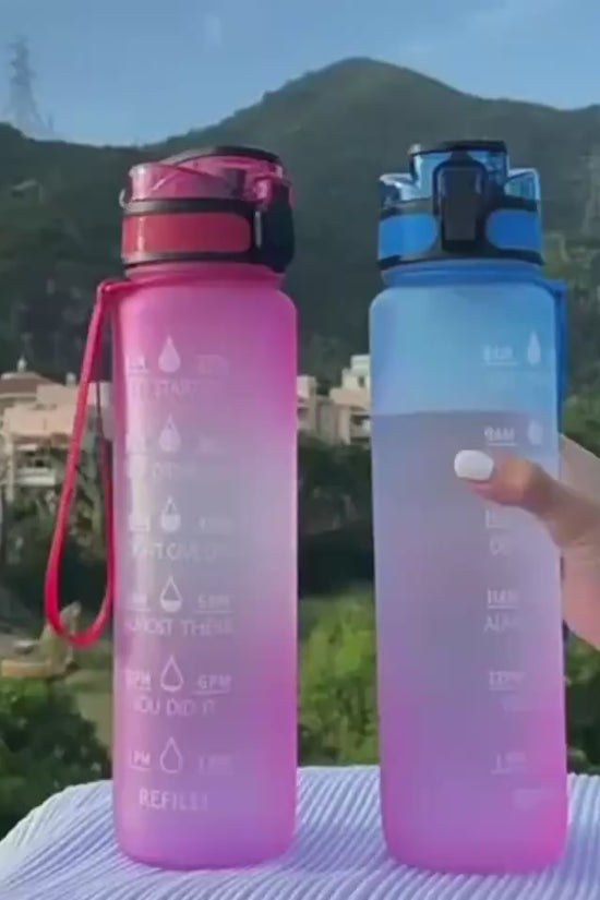 1L Tritan Water Bottle With Time Marker Bounce Cover Motivational Water Bottle Cycling Leakproof Cup For Sports Fitness Bottles $44.15 Dana Fashion Color: Blue red gradient set capacity: 1L Dana's Kitchen Overview: 1. Unique Motivational Design: This high