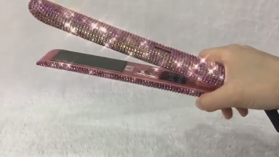 Professional Glitter Hair Flat Iron Titanium Plate Diamond Hair Straightener Crystal Hair Styling Hot Tools $55.99 Dana Fashion Plug: EU Beauty Tools Description: Product Category: Hair Straightener & Curler Color: as shown Power plug: EU, US, UK (optiona