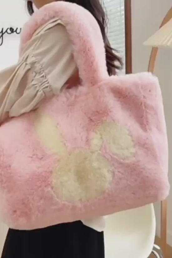 Cute Cartoon Rabbit Ears Plush Bag Autumn And Winter Shoulder Bag Shopping Handbags Large Capacity Personalized Tote Bags For Women $39.98 Dana Fashion Color: Beige Women's Bags Product information: Material: plush Style: fashionable and simple Features:S