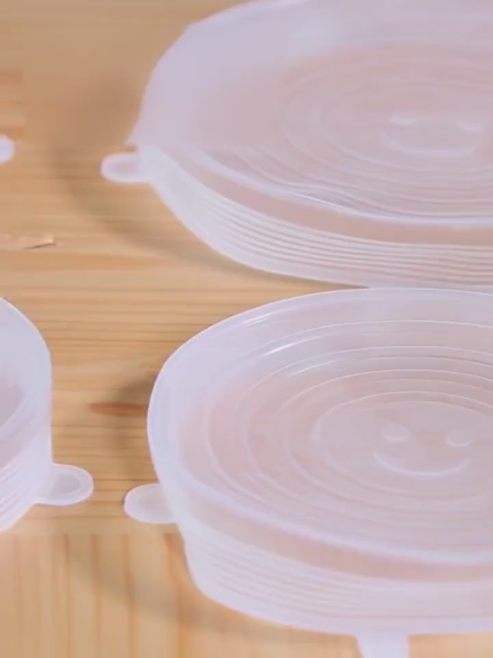 The 6-piece set of multi-functional silicone lid can be stretched to seal the fruit and vegetable lid $20.21 Dana Fashion Color: Blue rectangle style: 12pcs Dana's Kitchen Color: transparent opp bag package, pink opp bag package, blue opp bag package, box