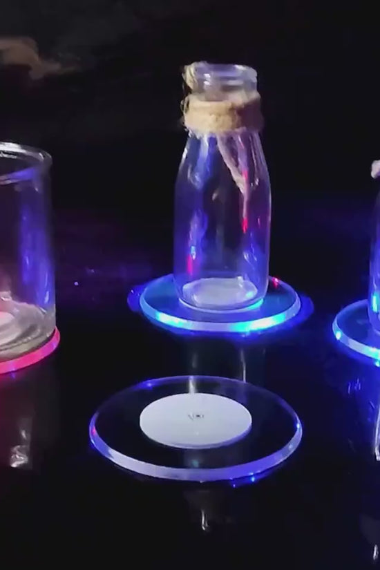 LED Glow Coaster Acrylic Crystal Emitting Luminous Bar Cocktail Mug Stand Light Coasters Flashing Base Tableware Decoration Pads $19.50 Dana Fashion Color: Flower Type IPL Dana's Kitchen Overview: 1. Fast flashing, slow flashing, steady flashing, led coas