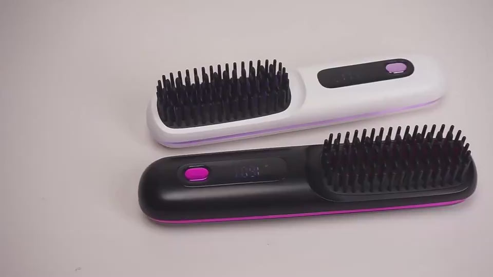 2 In 1 Straight Hair Comb Wireless Hair Straightener Brush Hair Fast Heating Portable Hot Curler USB Charging $59.99 Dana Fashion Color: LCD Black English Beauty Tools Overview: Great Convenience: Experience the freedom to style your hair anywhere, anytim
