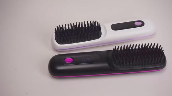 2 In 1 Straight Hair Comb Wireless Hair Straightener Brush Hair Fast Heating Portable Hot Curler USB Charging $59.99 Dana Fashion Color: LCD Black English Beauty Tools Overview: Great Convenience: Experience the freedom to style your hair anywhere, anytim