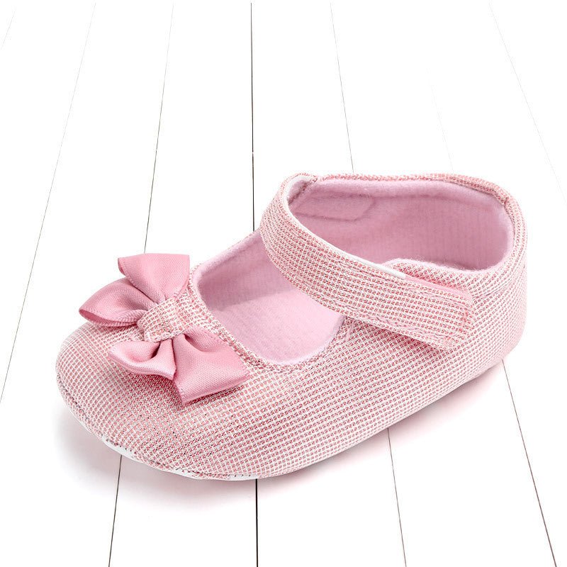 Princess shoes bow baby shoes $12.48 Dana Fashion Color: Pink Size: 11cm Baby & Mother Product category: Toddler shoes Applicable gender: neutral/male and female Upper material: cotton Tube height: low tube Is there a light: no Is there a sound: no Upper
