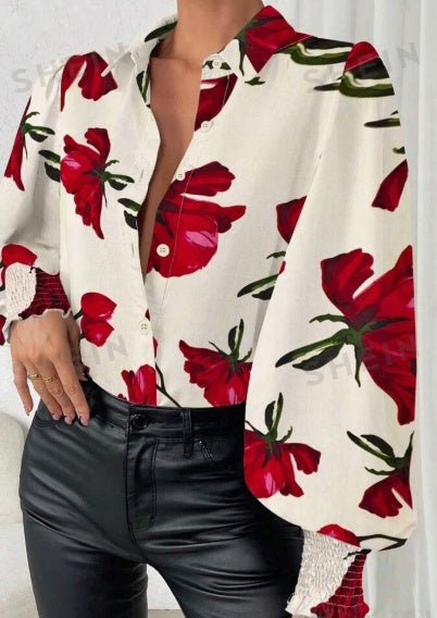 Print Lantern Sleeve ShirtDana FashionDana FashionPrint Lantern Sleeve Shirt