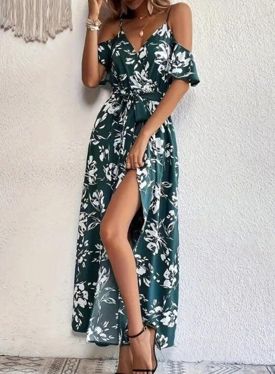 Printed Cold Shoulder Strap Dress $31.50 Dana Fashion Color: Dark Cyan Size: 2XL Women's clothing Product information: Material: polyester Color: Navy Blue, Dark Cyan Size Information: Dimensions: S,M,L,XL，2XL,3XL Packing list: Dress *1