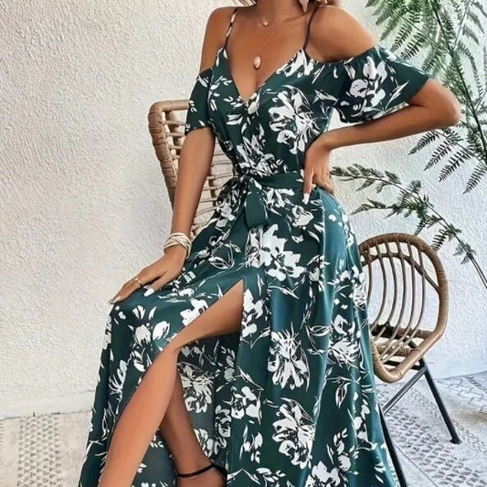 Printed Cold Shoulder Strap Dress $31.50 Dana Fashion Color: Dark Cyan Size: 2XL Women's clothing Product information: Material: polyester Color: Navy Blue, Dark Cyan Size Information: Dimensions: S,M,L,XL，2XL,3XL Packing list: Dress *1