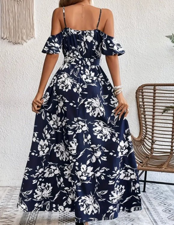 Printed Cold Shoulder Strap Dress $31.50 Dana Fashion Color: Dark Cyan Size: 2XL Women's clothing Product information: Material: polyester Color: Navy Blue, Dark Cyan Size Information: Dimensions: S,M,L,XL，2XL,3XL Packing list: Dress *1