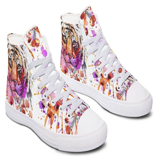Printed Couple High-top Canvas Shoes $85.50 Dana Fashion Color: As shown in figure Size: 36 Women's shoes Core Features • Handmade • Accurate size • Fits wider feet Describe • Hand and custom printed high-tops • Extremely fine print quality • Memory EVA f