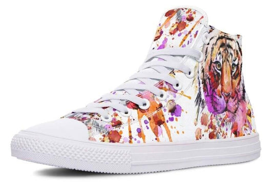 Printed Couple High-top Canvas Shoes $85.50 Dana Fashion Color: As shown in figure Size: 36 Women's shoes Core Features • Handmade • Accurate size • Fits wider feet Describe • Hand and custom printed high-tops • Extremely fine print quality • Memory EVA f