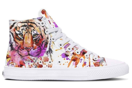 Printed Couple High-top Canvas Shoes $85.50 Dana Fashion Color: As shown in figure Size: 36 Women's shoes Core Features • Handmade • Accurate size • Fits wider feet Describe • Hand and custom printed high-tops • Extremely fine print quality • Memory EVA f