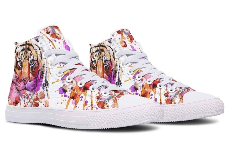 Printed Couple High-top Canvas Shoes $85.50 Dana Fashion Color: As shown in figure Size: 36 Women's shoes Core Features • Handmade • Accurate size • Fits wider feet Describe • Hand and custom printed high-tops • Extremely fine print quality • Memory EVA f