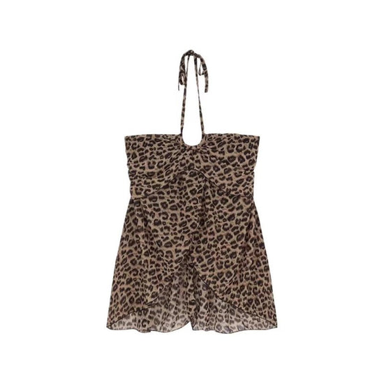 Printed Leopard Print Halter Spaghetti Straps Vest For Women Summer $20.55 Dana Fashion Color: Picture Color Size: L Women's clothing Product information: Color: Picture color Main fabric composition: Polyester (polyester fiber) Size: M,L Version: A- Line