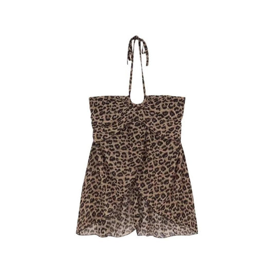 Printed Leopard Print Halter Spaghetti Straps Vest For Women Summer $20.55 Dana Fashion Color: Picture Color Size: L Women's clothing Product information: Color: Picture color Main fabric composition: Polyester (polyester fiber) Size: M,L Version: A- Line