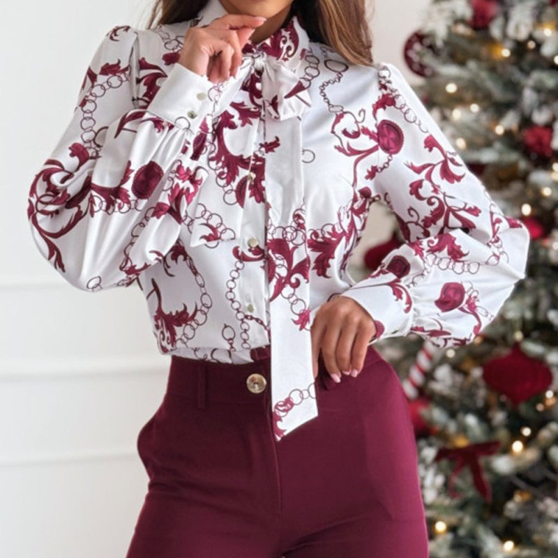 Printed Long Sleeve Bowknot Lining For WomenDana FashionDana FashionPrinted Long Sleeve Bowknot Lining For Women