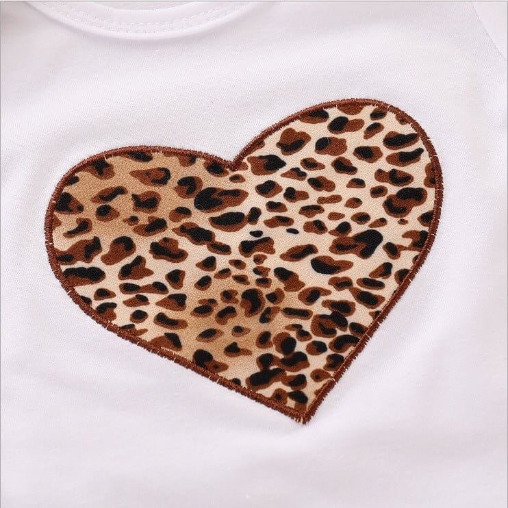 Printed Love Romper Children's clothing $23.50 Dana Fashion Color: Leopard Size: 100cm Baby Clothing Applicable gender: female Closed style: single breasted sleeve length: short sleeve Thickness: Thin section Fabric name: Cotton Main fabric composition: c
