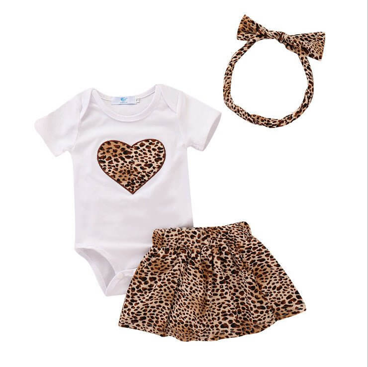 Printed Love Romper Children's clothing $23.50 Dana Fashion Color: Leopard Size: 100cm Baby Clothing Applicable gender: female Closed style: single breasted sleeve length: short sleeve Thickness: Thin section Fabric name: Cotton Main fabric composition: c