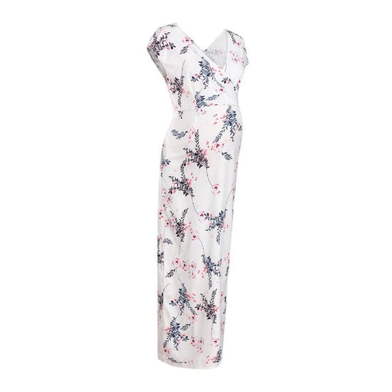 Printed Slim Thin Floral Chiffon Dress $23.24 Dana Fashion Color: White Size: L Baby & Mother Main fabric composition: polyester fiber