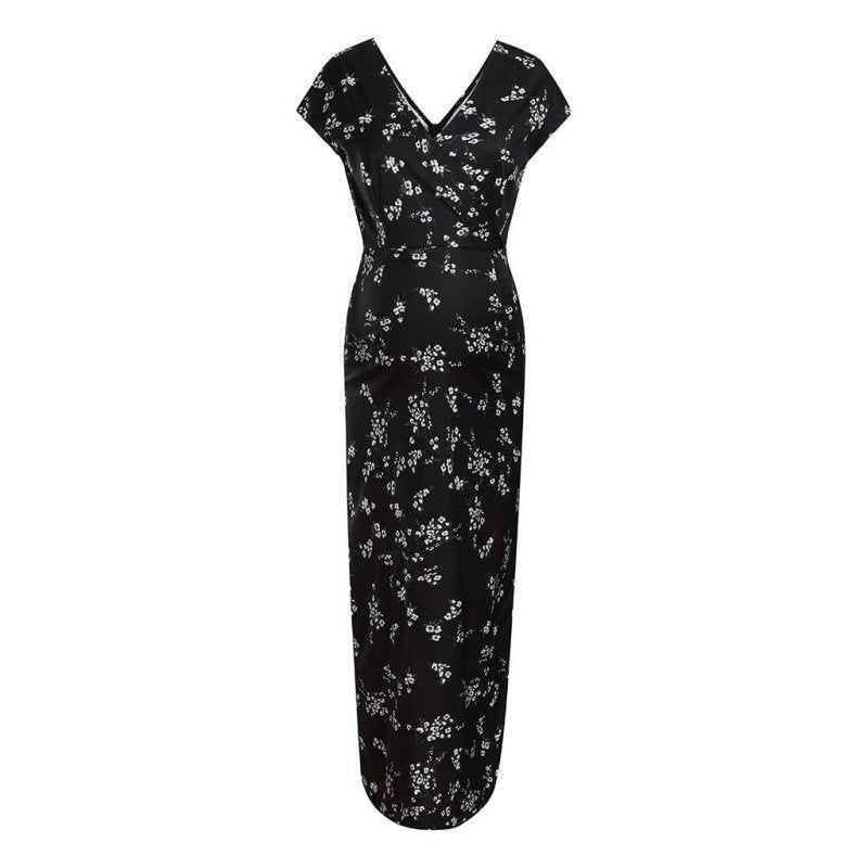Printed Slim Thin Floral Chiffon Dress $23.24 Dana Fashion Color: Black Size: L Baby & Mother Main fabric composition: polyester fiber