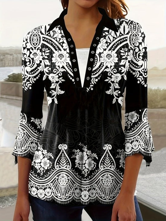 Printing Lapel Top Irregular Sleeve T-shirt $29.99 Dana Fashion Color: 2Color Size: 2XL Women's clothing Product information: Color: Color 1, color 2, color 3, color 4, color 5, color 6, color 7, color 8, color 9, color 10, color 11, color 12, color 13 Sl