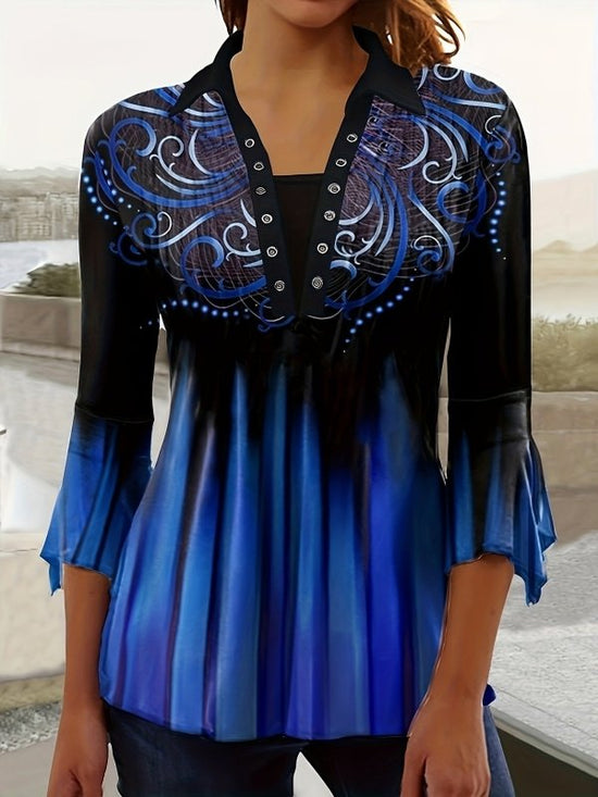 Printing Lapel Top Irregular Sleeve T-shirt $29.99 Dana Fashion Color: 1Color Size: 2XL Women's clothing Product information: Color: Color 1, color 2, color 3, color 4, color 5, color 6, color 7, color 8, color 9, color 10, color 11, color 12, color 13 Sl