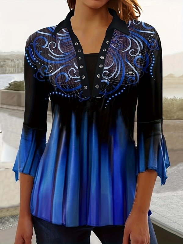 Printing Lapel Top Irregular Sleeve T-shirt $29.99 Dana Fashion Color: 1Color Size: 2XL Women's clothing Product information: Color: Color 1, color 2, color 3, color 4, color 5, color 6, color 7, color 8, color 9, color 10, color 11, color 12, color 13 Sl