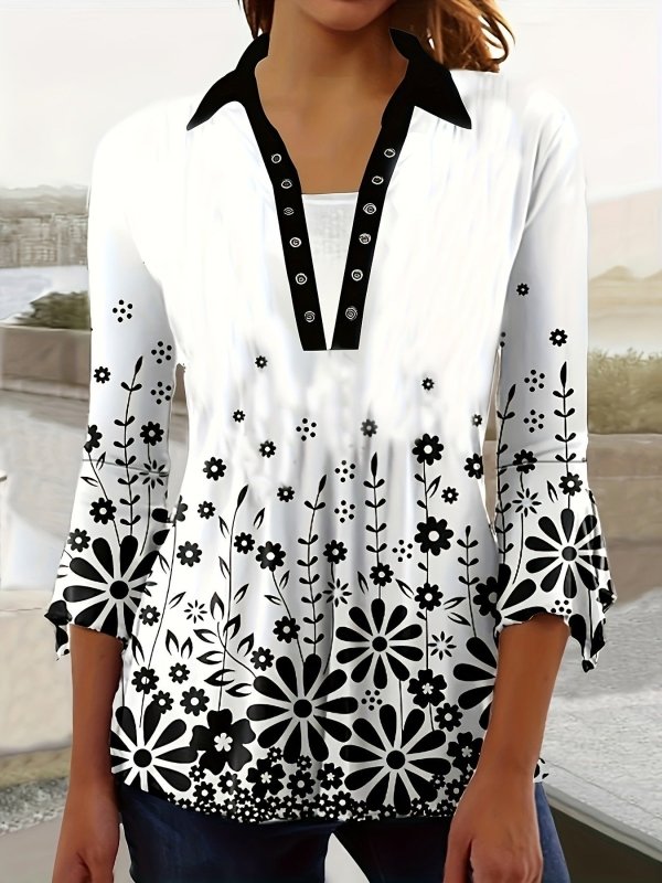 Printing Lapel Top Irregular Sleeve T-shirt $29.99 Dana Fashion Color: 9Color Size: 2XL Women's clothing Product information: Color: Color 1, color 2, color 3, color 4, color 5, color 6, color 7, color 8, color 9, color 10, color 11, color 12, color 13 Sl