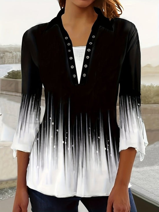 Printing Lapel Top Irregular Sleeve T-shirt $29.99 Dana Fashion Color: 6Color Size: 2XL Women's clothing Product information: Color: Color 1, color 2, color 3, color 4, color 5, color 6, color 7, color 8, color 9, color 10, color 11, color 12, color 13 Sl