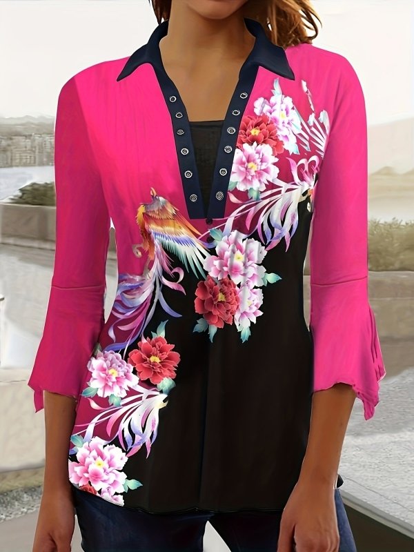 Printing Lapel Top Irregular Sleeve T-shirt $29.99 Dana Fashion Color: 8Color Size: 2XL Women's clothing Product information: Color: Color 1, color 2, color 3, color 4, color 5, color 6, color 7, color 8, color 9, color 10, color 11, color 12, color 13 Sl