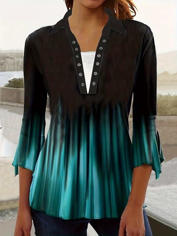 Printing Lapel Top Irregular Sleeve T-shirt $29.99 Dana Fashion Color: 5Color Size: 2XL Women's clothing Product information: Color: Color 1, color 2, color 3, color 4, color 5, color 6, color 7, color 8, color 9, color 10, color 11, color 12, color 13 Sl