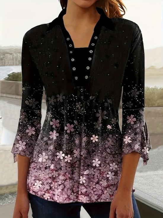 Printing Lapel Top Irregular Sleeve T-shirt $29.99 Dana Fashion Color: 12Color Size: 2XL Women's clothing Product information: Color: Color 1, color 2, color 3, color 4, color 5, color 6, color 7, color 8, color 9, color 10, color 11, color 12, color 13 S