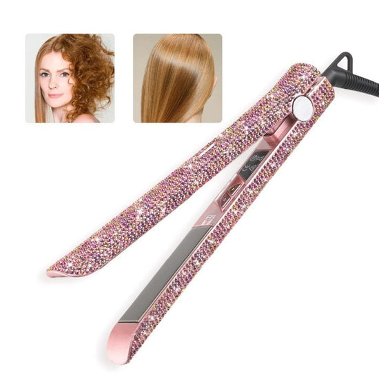 Professional Glitter Hair Flat Iron Titanium Plate Diamond Hair Straightener Crystal Hair Styling Hot Tools $55.99 Dana Fashion Plug: EU Beauty Tools Description: Product Category: Hair Straightener & Curler Color: as shown Power plug: EU, US, UK (optiona