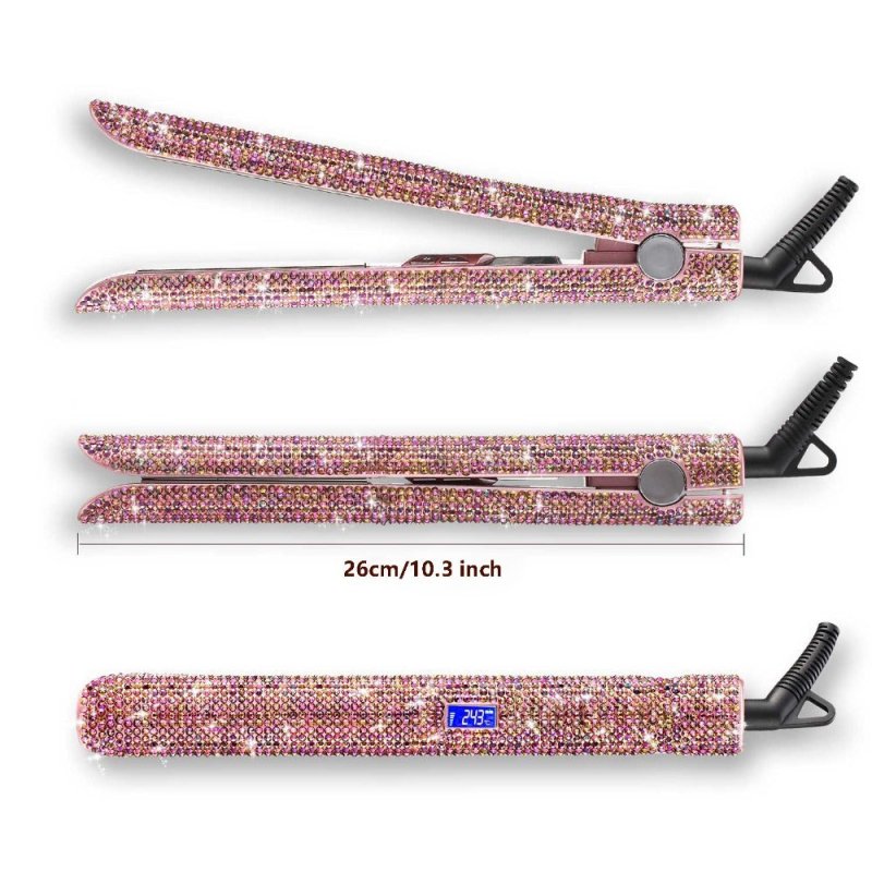 Professional Glitter Hair Flat Iron Titanium Plate Diamond Hair Straightener Crystal Hair Styling Hot Tools $55.99 Dana Fashion Plug: EU Beauty Tools Description: Product Category: Hair Straightener & Curler Color: as shown Power plug: EU, US, UK (optiona
