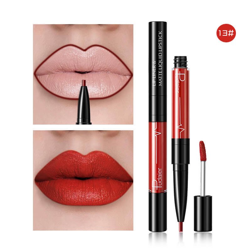 Pudaier Matte Lip Gloss Lip Liner 2 in1 Maquiagem Profissional Completa Agate Red Lip Tint Plumper Tattoo Makeup liquid Lipstick $23.11 Dana Fashion Color: 13 makeup Features: Velvet Matte, Highly saturated, Highly pigmented, Easy to wear; Non-stick, Soft