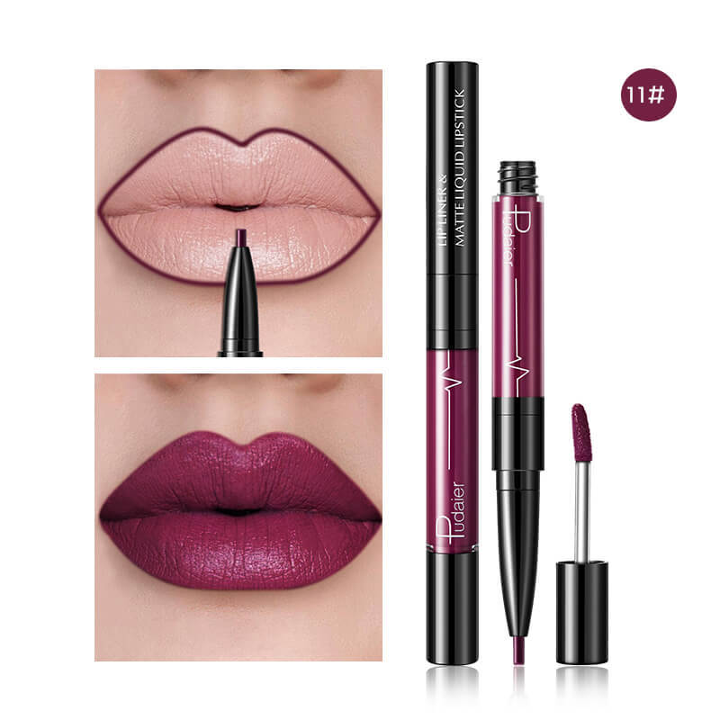 Pudaier Matte Lip Gloss Lip Liner 2 in1 Maquiagem Profissional Completa Agate Red Lip Tint Plumper Tattoo Makeup liquid Lipstick $23.11 Dana Fashion Color: 11 makeup Features: Velvet Matte, Highly saturated, Highly pigmented, Easy to wear; Non-stick, Soft