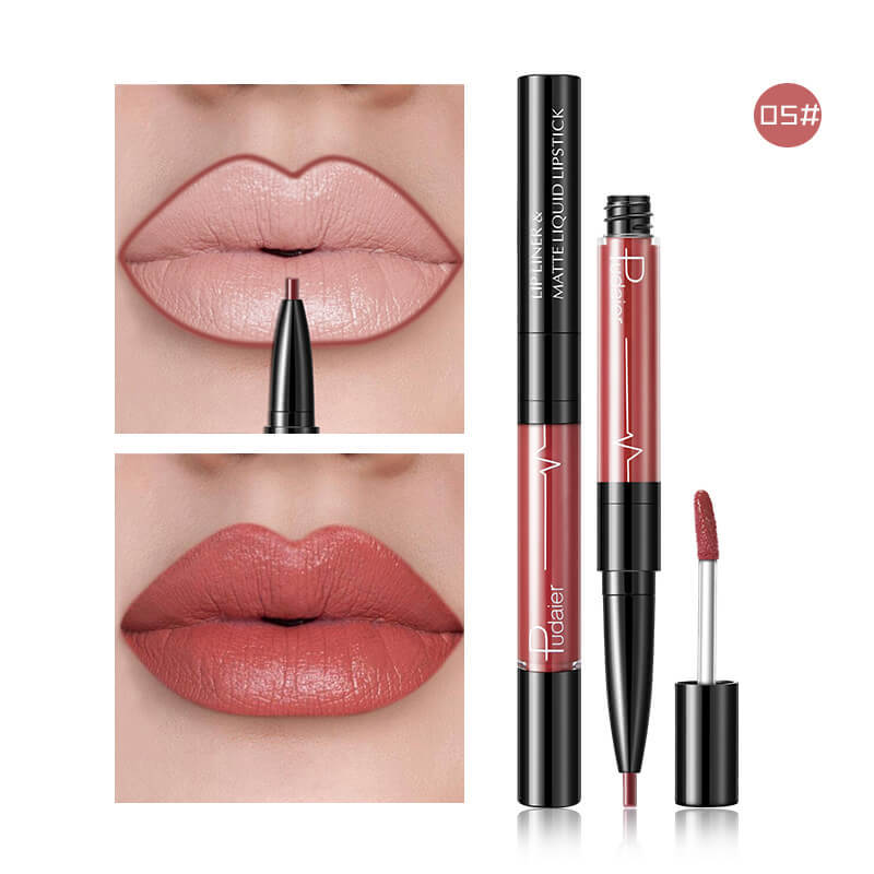 Pudaier Matte Lip Gloss Lip Liner 2 in1 Maquiagem Profissional Completa Agate Red Lip Tint Plumper Tattoo Makeup liquid Lipstick $23.11 Dana Fashion Color: 5 makeup Features: Velvet Matte, Highly saturated, Highly pigmented, Easy to wear; Non-stick, Soft
