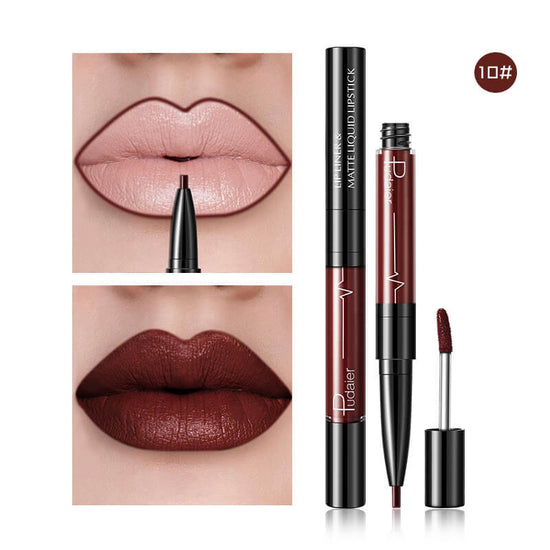 Pudaier Matte Lip Gloss Lip Liner 2 in1 Maquiagem Profissional Completa Agate Red Lip Tint Plumper Tattoo Makeup liquid Lipstick $23.11 Dana Fashion Color: 10 makeup Features: Velvet Matte, Highly saturated, Highly pigmented, Easy to wear; Non-stick, Soft