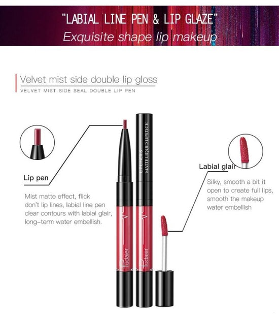 Pudaier Matte Lip Gloss Lip Liner 2 in1 Maquiagem Profissional Completa Agate Red Lip Tint Plumper Tattoo Makeup liquid Lipstick $23.11 Dana Fashion Color: 1 makeup Features: Velvet Matte, Highly saturated, Highly pigmented, Easy to wear; Non-stick, Soft