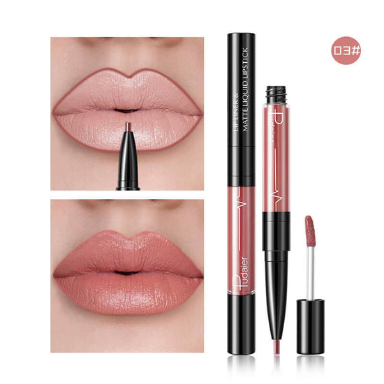 Pudaier Matte Lip Gloss Lip Liner 2 in1 Maquiagem Profissional Completa Agate Red Lip Tint Plumper Tattoo Makeup liquid Lipstick $23.11 Dana Fashion Color: 3 makeup Features: Velvet Matte, Highly saturated, Highly pigmented, Easy to wear; Non-stick, Soft