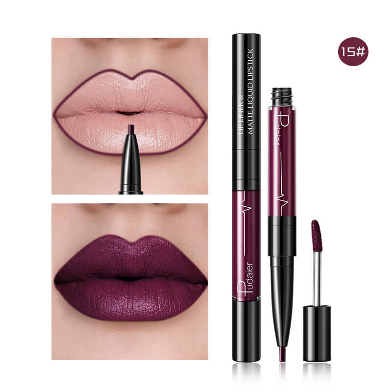 Pudaier Matte Lip Gloss Lip Liner 2 in1 Maquiagem Profissional Completa Agate Red Lip Tint Plumper Tattoo Makeup liquid Lipstick $23.11 Dana Fashion Color: 15 makeup Features: Velvet Matte, Highly saturated, Highly pigmented, Easy to wear; Non-stick, Soft