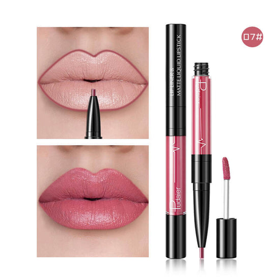 Pudaier Matte Lip Gloss Lip Liner 2 in1 Maquiagem Profissional Completa Agate Red Lip Tint Plumper Tattoo Makeup liquid Lipstick $23.11 Dana Fashion Color: 7 makeup Features: Velvet Matte, Highly saturated, Highly pigmented, Easy to wear; Non-stick, Soft