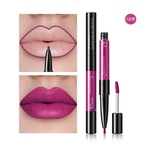 Pudaier Matte Lip Gloss Lip Liner 2 in1 Maquiagem Profissional Completa Agate Red Lip Tint Plumper Tattoo Makeup liquid Lipstick $23.11 Dana Fashion Color: 12 makeup Features: Velvet Matte, Highly saturated, Highly pigmented, Easy to wear; Non-stick, Soft