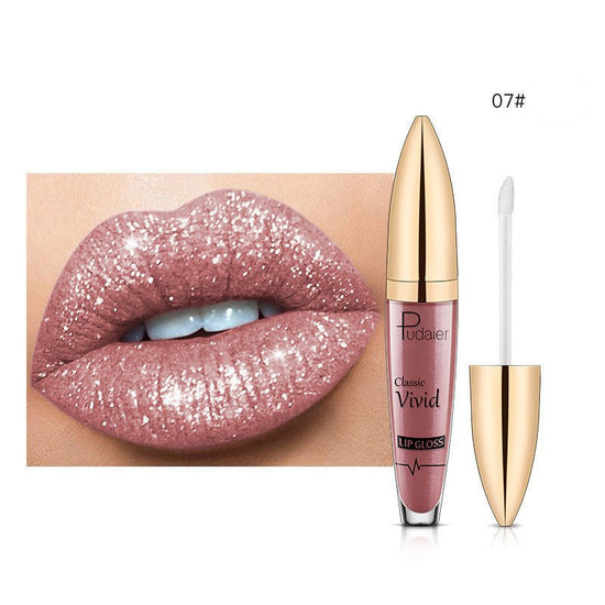 Pudaier Sip Glitter Flip Matte Shimmer Lip Gloss No Stain On Cup Diamond Lipstick $20.00 Dana Fashion Net Content: 07 makeup Product information: Efficacy: matte shimmer lip gloss no stain on Cup Diamond lip gloss Wish hot sale Specification: Standard spe