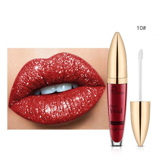 Pudaier Sip Glitter Flip Matte Shimmer Lip Gloss No Stain On Cup Diamond Lipstick $20.00 Dana Fashion Net Content: 10 makeup Product information: Efficacy: matte shimmer lip gloss no stain on Cup Diamond lip gloss Wish hot sale Specification: Standard spe