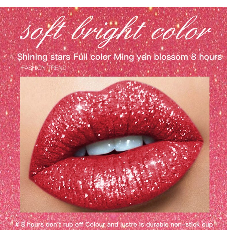 Pudaier Sip Glitter Flip Matte Shimmer Lip Gloss No Stain On Cup Diamond Lipstick $20.00 Dana Fashion Net Content: 01 makeup Product information: Efficacy: matte shimmer lip gloss no stain on Cup Diamond lip gloss Wish hot sale Specification: Standard spe