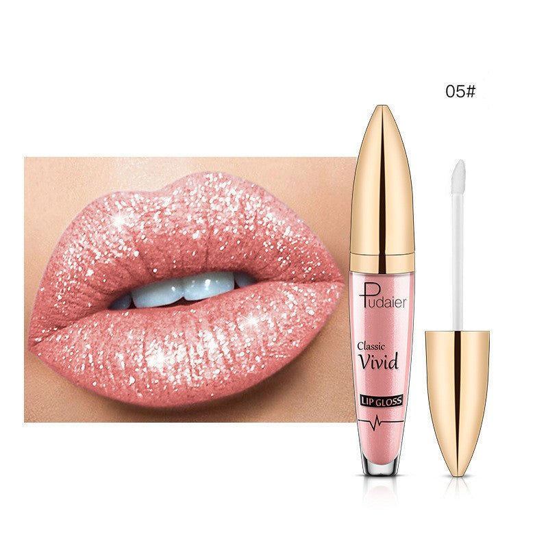 Pudaier Sip Glitter Flip Matte Shimmer Lip Gloss No Stain On Cup Diamond Lipstick $20.00 Dana Fashion Net Content: 05 makeup Product information: Efficacy: matte shimmer lip gloss no stain on Cup Diamond lip gloss Wish hot sale Specification: Standard spe