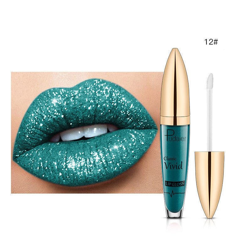 Pudaier Sip Glitter Flip Matte Shimmer Lip Gloss No Stain On Cup Diamond Lipstick $20.00 Dana Fashion Net Content: 12 makeup Product information: Efficacy: matte shimmer lip gloss no stain on Cup Diamond lip gloss Wish hot sale Specification: Standard spe